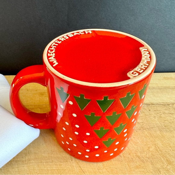NEW Waechtersbach Germany Christmas Red Holiday Mug Green Trees, White Snow - Picture 7 of 9